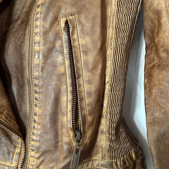 Jou Jou Faux Leather Brown Bomber Jacket - Picture 6 of 7